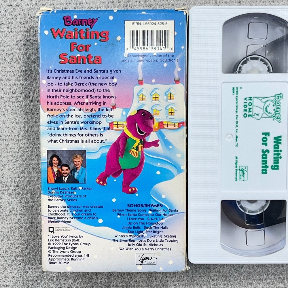 Barney Waiting For Santa VHS 1992 Video Tape VTG Christmas Sing Along Songs RARE - Picture 3 of 4